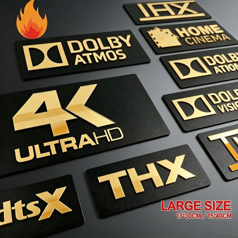 Home Cinema Atmos - Gold Mirror 3D Home Cinema Signs